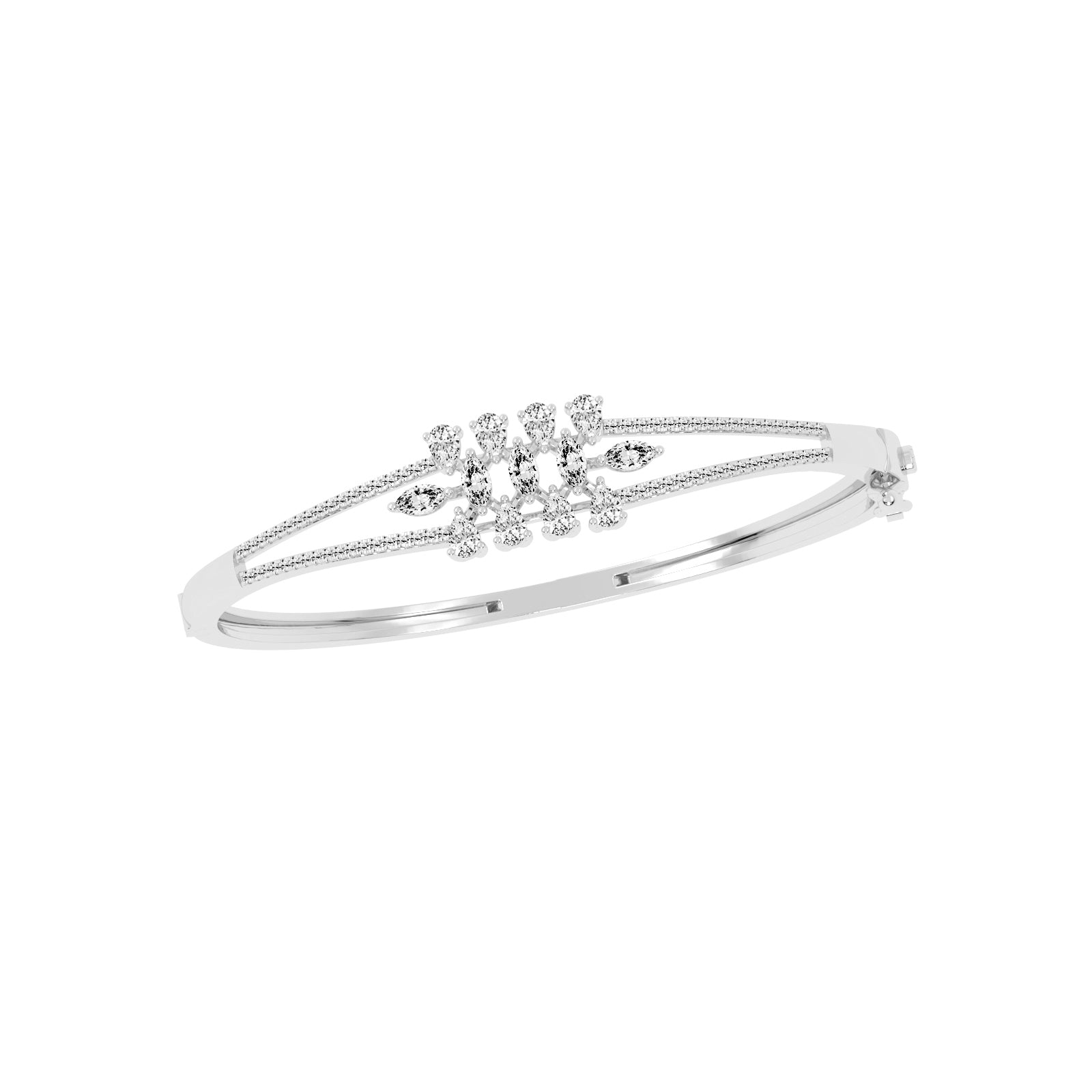 Melis 150Ct Split Shank Marquise Cut Kada Lab Diamond Bracelet