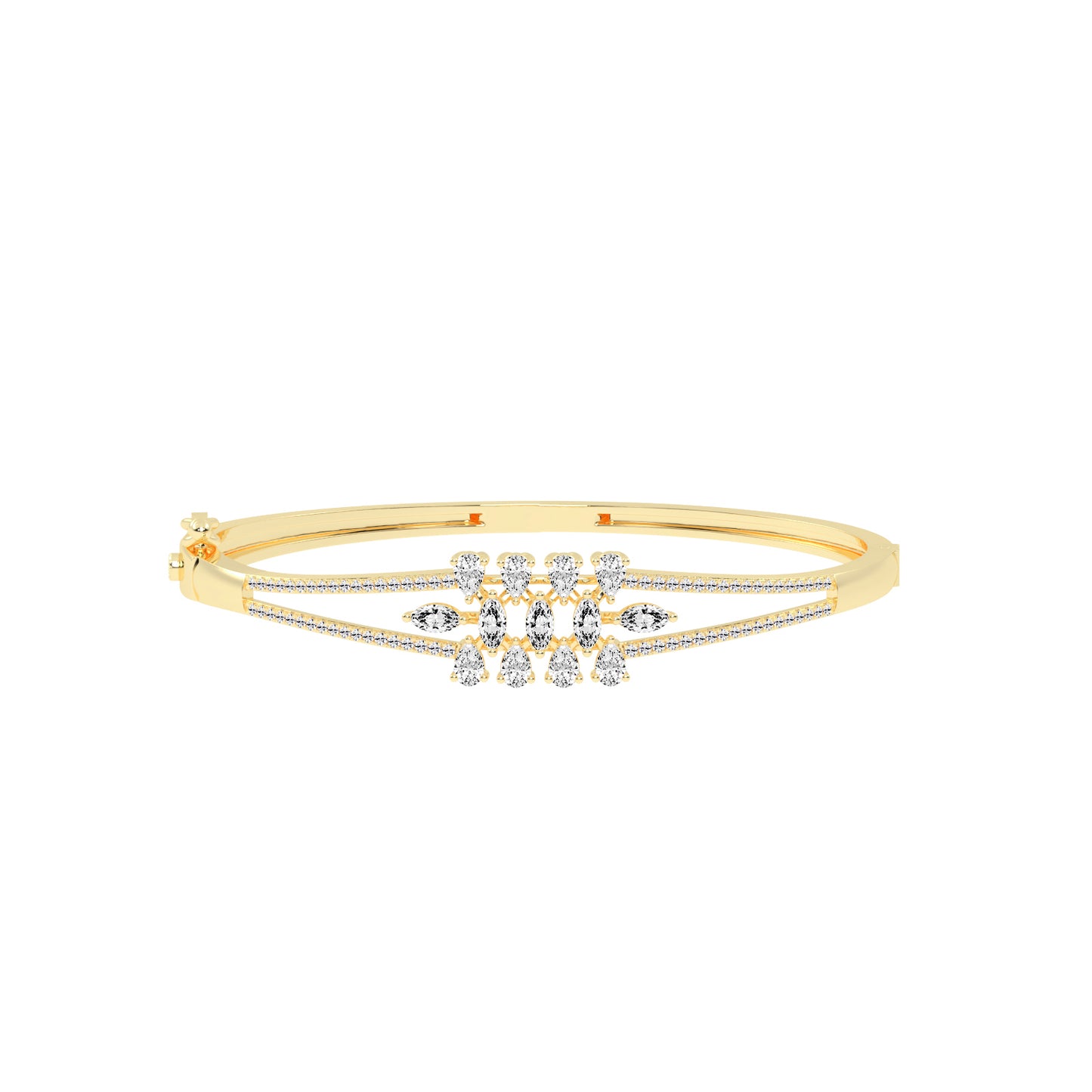 Melis 150Ct Split Shank Marquise Cut Kada Lab Diamond Bracelet