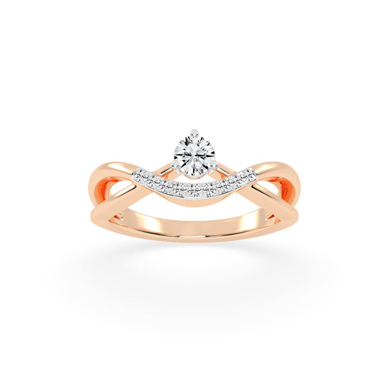 Novanta crisscross round cut classic lab diamond ring