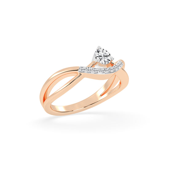 Novanta crisscross round cut classic lab diamond ring