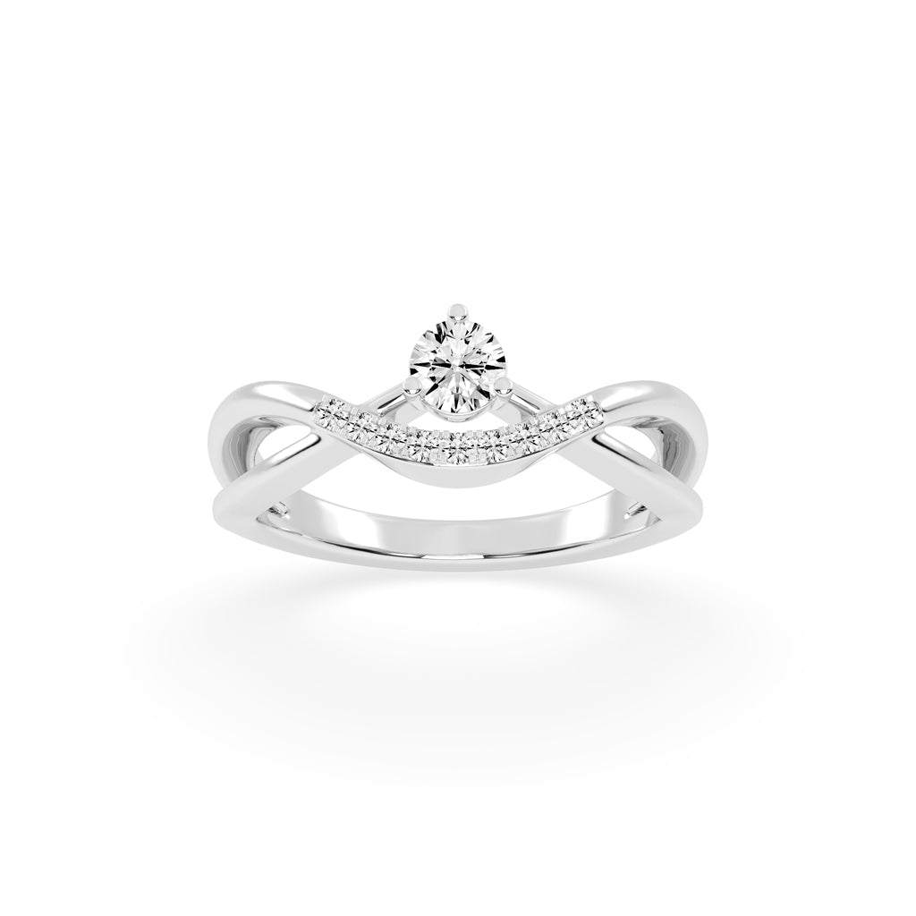Novanta crisscross round cut classic lab diamond ring