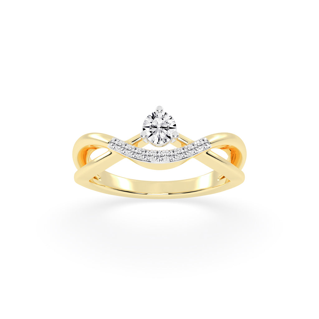 Novanta crisscross round cut classic lab diamond ring