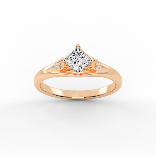 Divosia four prong Princess cut classic lab diamond ring