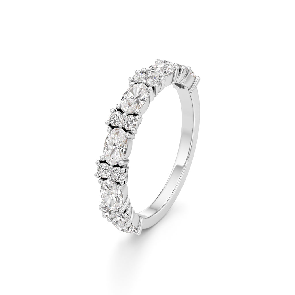 Marquise and Round Diamond HalfEternity Ring