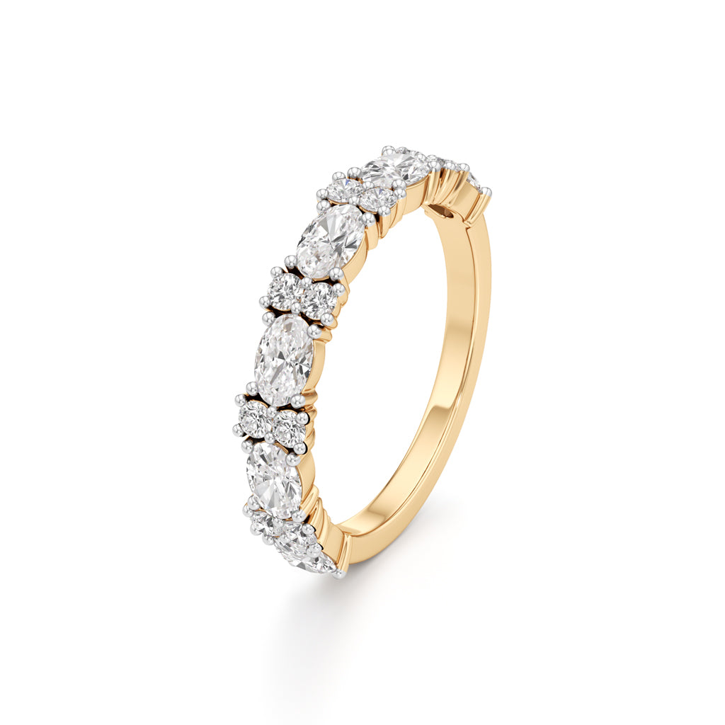 Marquise and Round Diamond HalfEternity Ring