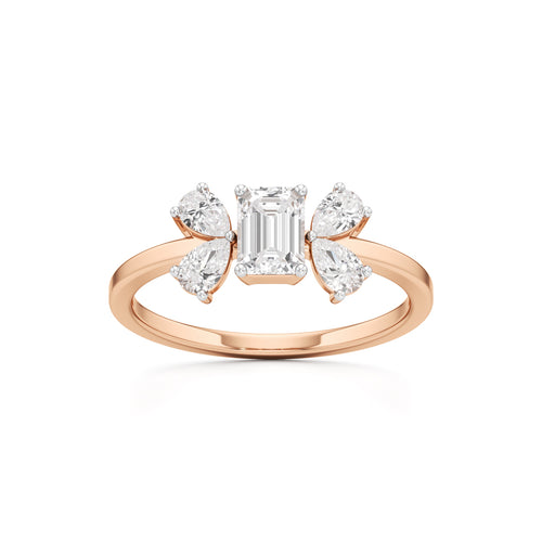 Elegant EmeraldCut  Pear Diamond Accent Ring