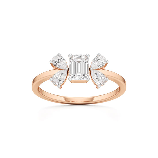 Elegant EmeraldCut  Pear Diamond Accent Ring