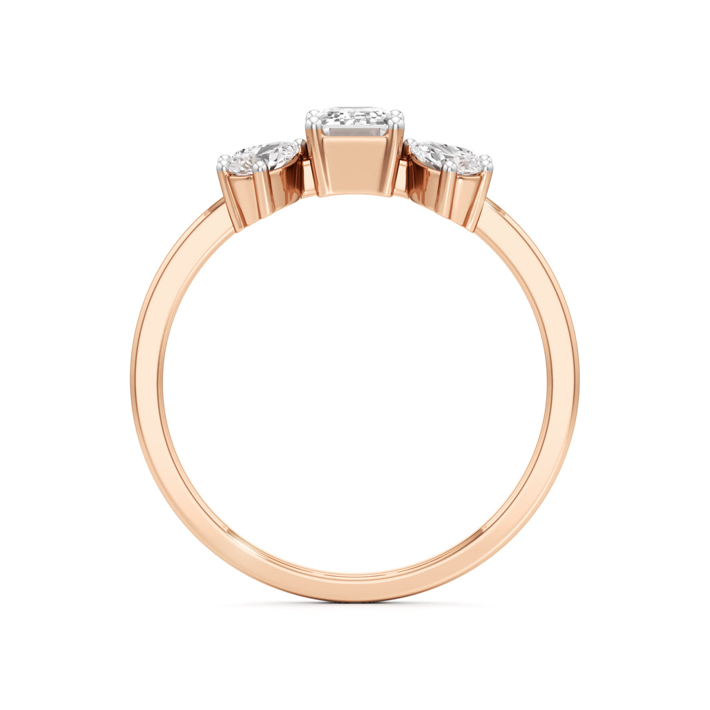 Elegant EmeraldCut  Pear Diamond Accent Ring