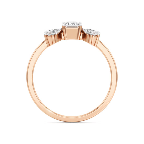 Elegant EmeraldCut  Pear Diamond Accent Ring