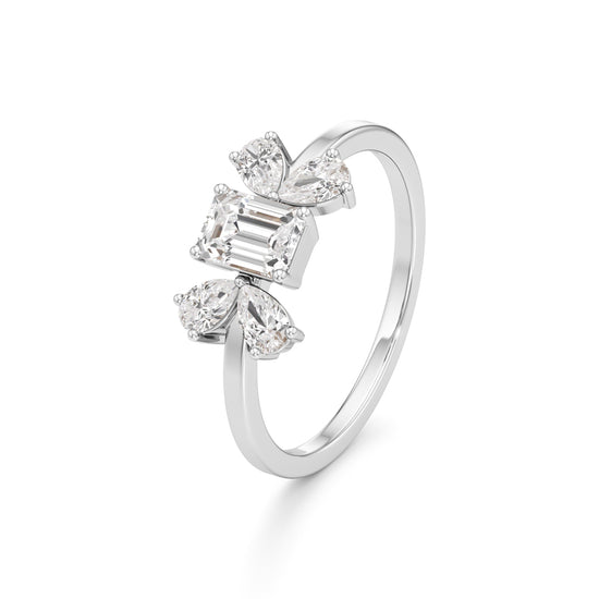 Elegant EmeraldCut  Pear Diamond Accent Ring