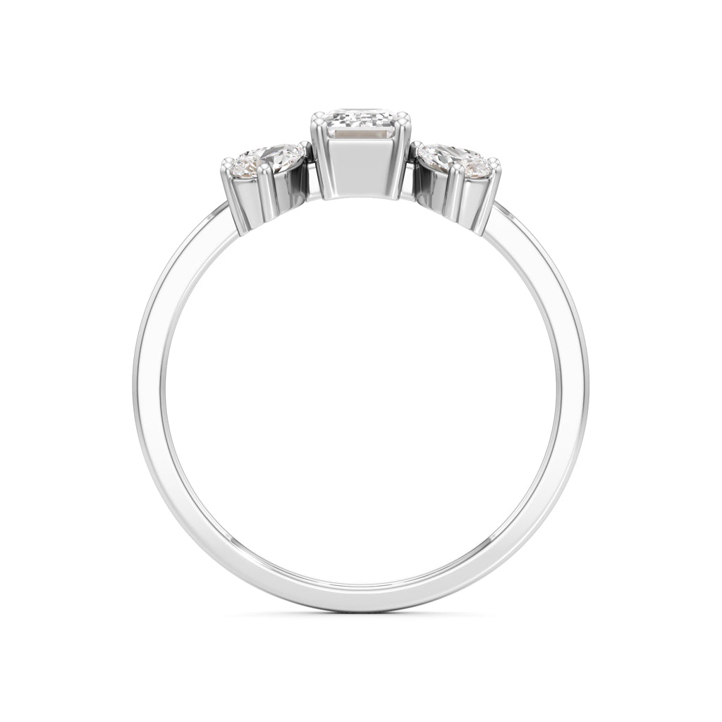 Elegant EmeraldCut  Pear Diamond Accent Ring
