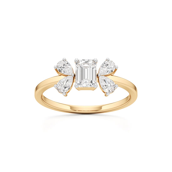 Elegant EmeraldCut  Pear Diamond Accent Ring
