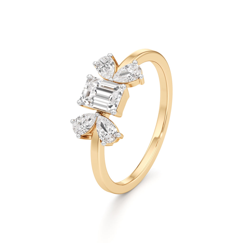 Elegant EmeraldCut  Pear Diamond Accent Ring