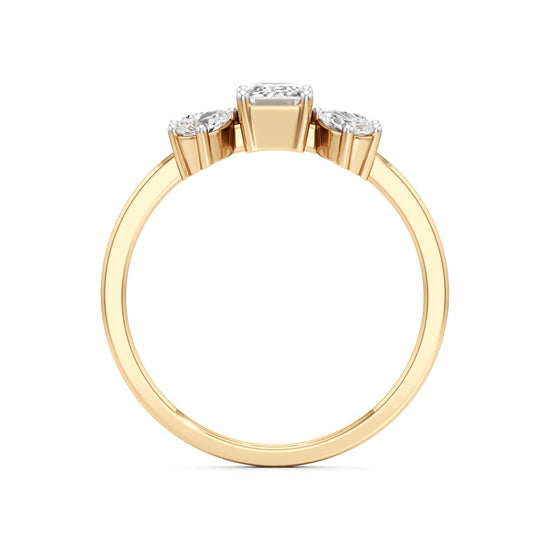 Elegant EmeraldCut  Pear Diamond Accent Ring