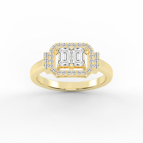 Halioris Emerald Cut Halo Lab Diamond Ring