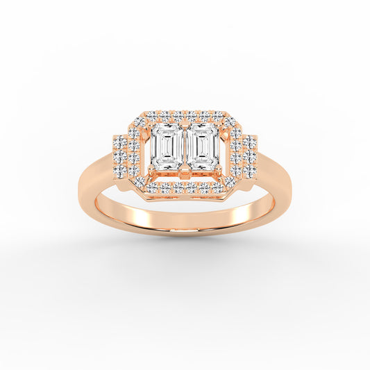 Halioris Emerald Cut Halo Lab Diamond Ring