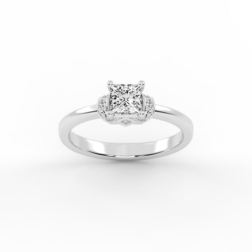 Halencia Four Prong Princess Cut Halo Lab Diamond Ring