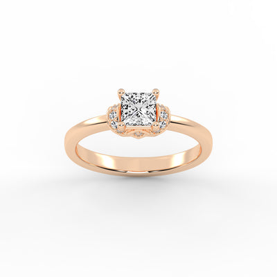 Halencia Four Prong Princess Cut Halo Lab Diamond Ring