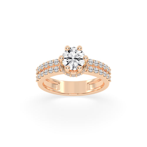 Enamoria Six Prong Round Cut Engagement Lab Diamond Ring