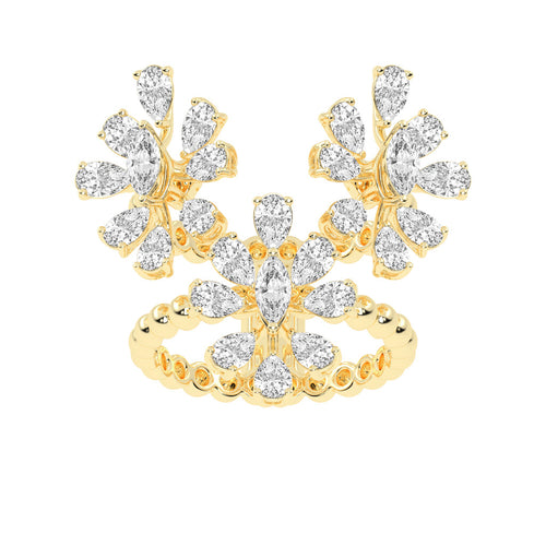Diamond Blossom Cluster Ring