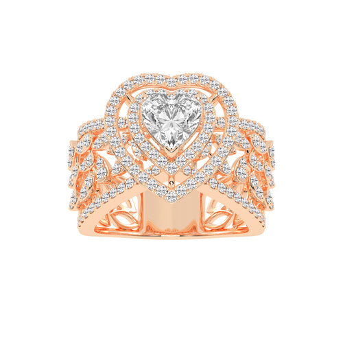 Romantic Heart Diamond Statement Ring