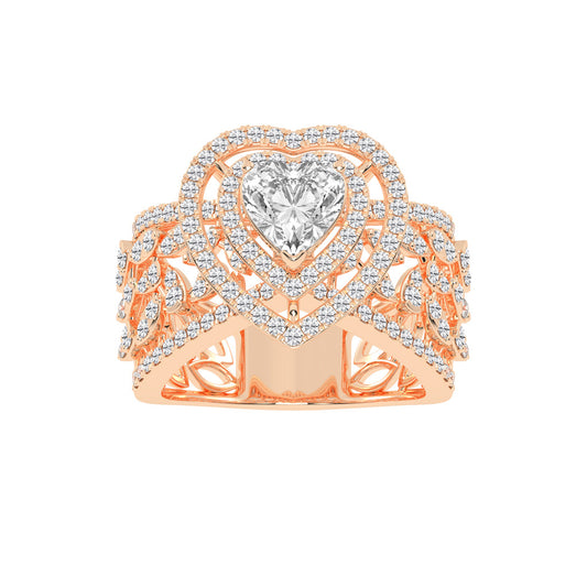 Romantic Heart Diamond Statement Ring