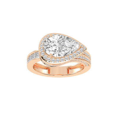 Luminous Wave Diamond Solitaire Ring