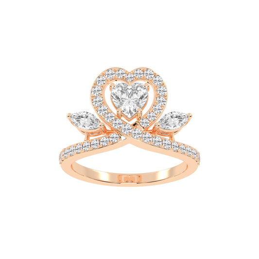 Romantic Heart Diamond Statement Ring