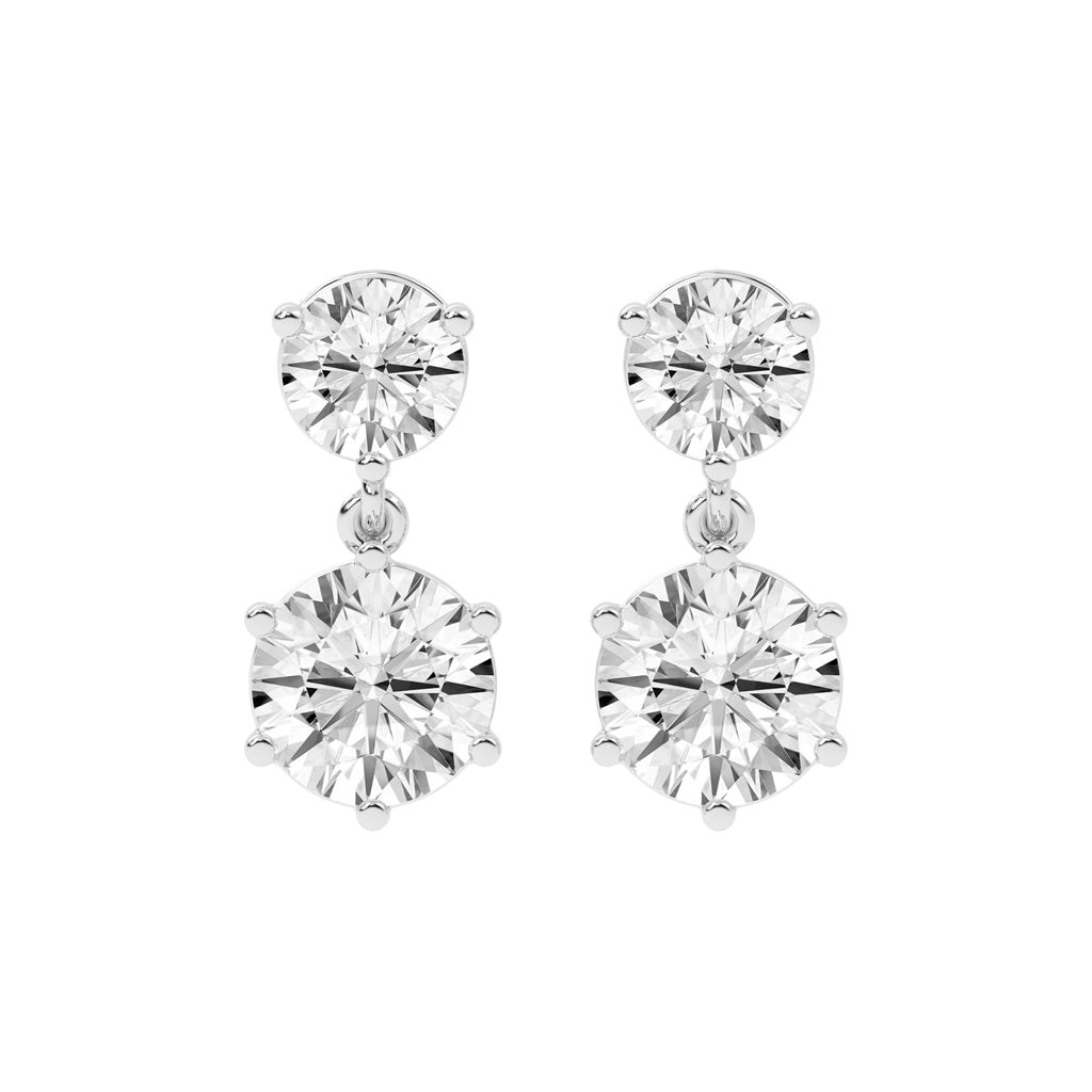 Classic TwoStone Diamond Drop Earrings