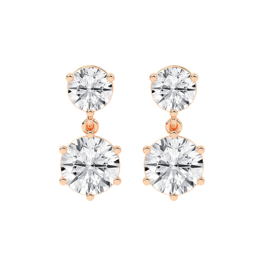 Classic TwoStone Diamond Drop Earrings