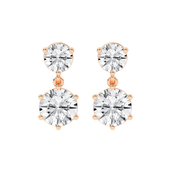 Classic TwoStone Diamond Drop Earrings