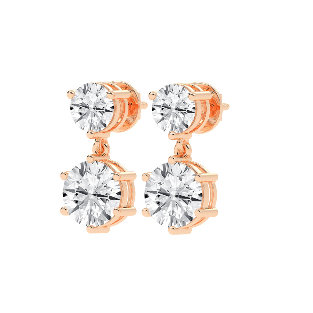 Classic TwoStone Diamond Drop Earrings