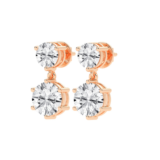 Classic TwoStone Diamond Drop Earrings
