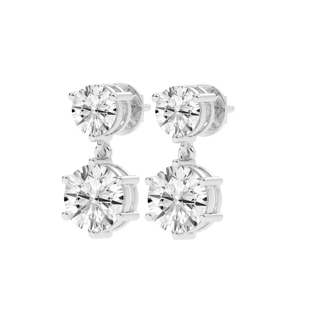 Classic TwoStone Diamond Drop Earrings