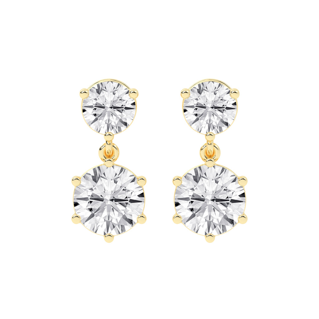 Classic TwoStone Diamond Drop Earrings