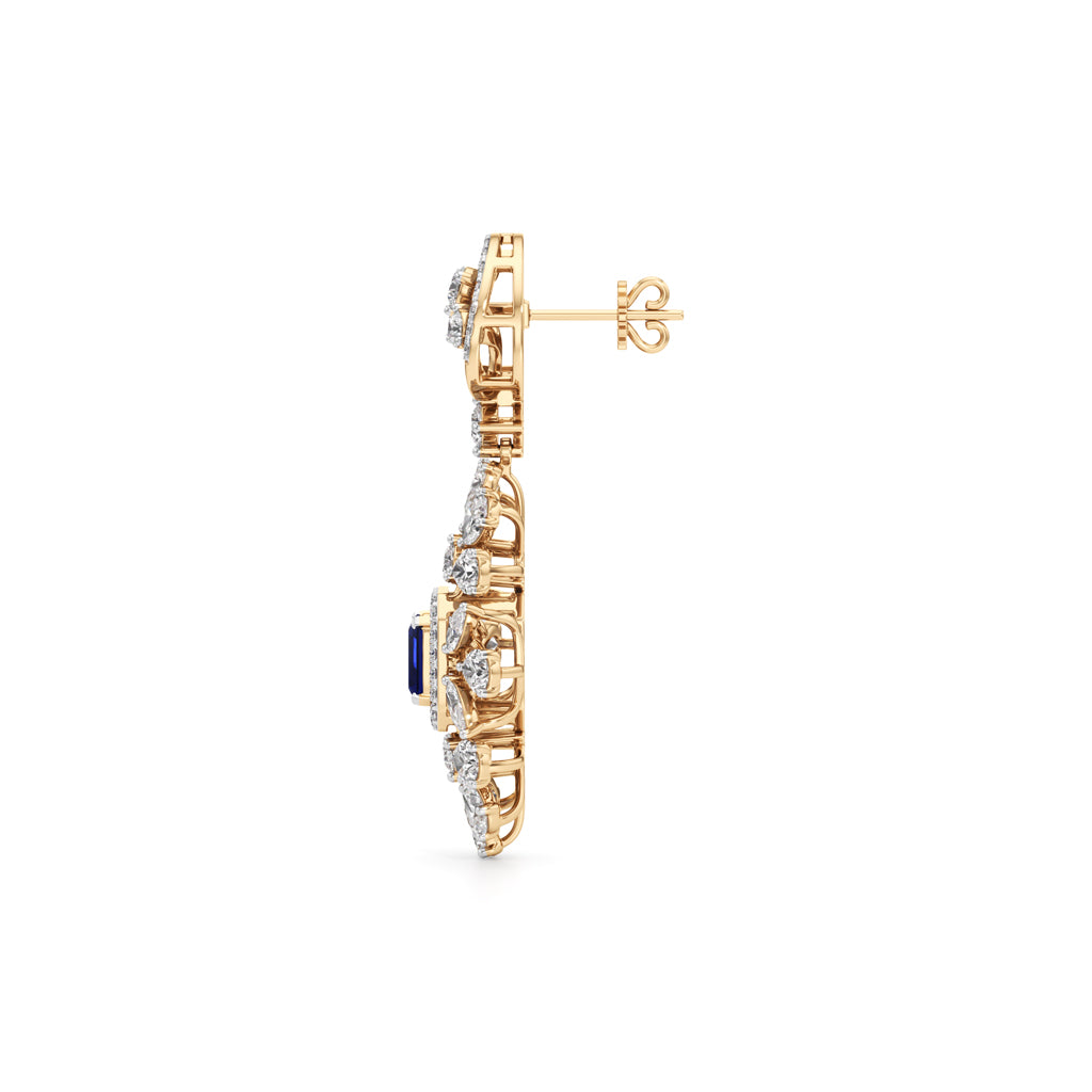Royal Bloom Blue Sapphire Dangler Earrings