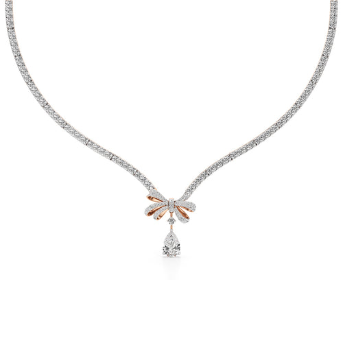 Diamond Ribbon Drop Necklace