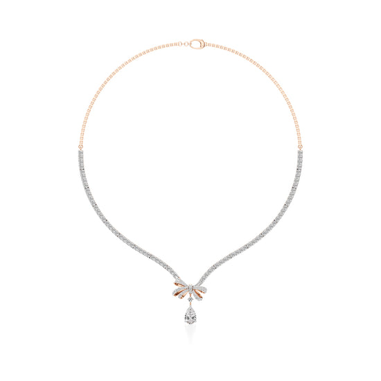 Diamond Ribbon Drop Necklace