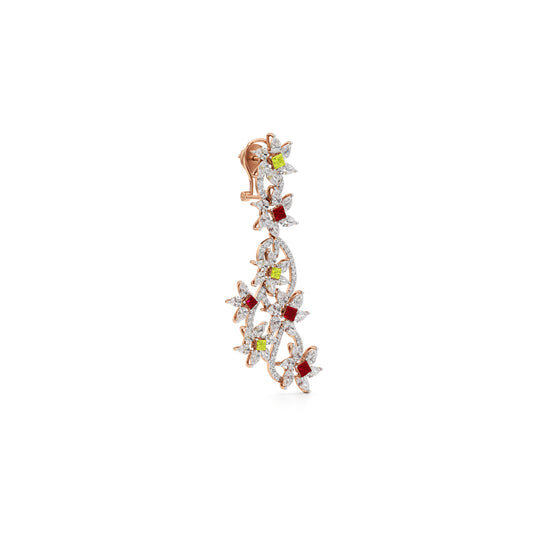 Diamond & Multi-Color Bloom Drop Earrings