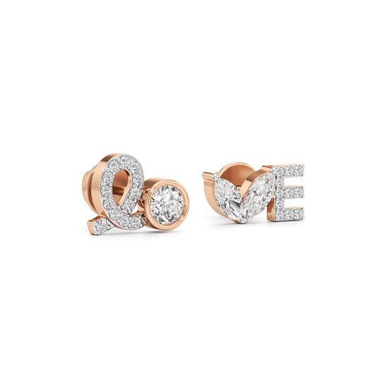 Diamond Love Stud Earrings