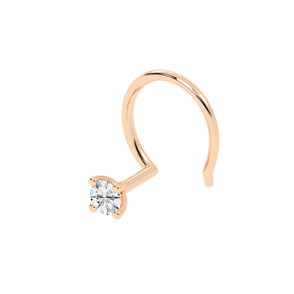Aurora Glint Minimalist Round Diamond Nose Pin