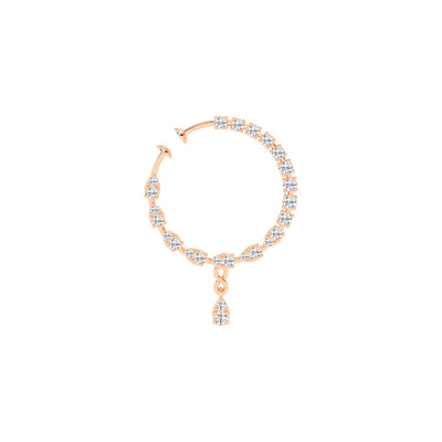 Luminous Petal & Round Gemstone Dangle Nose Pin