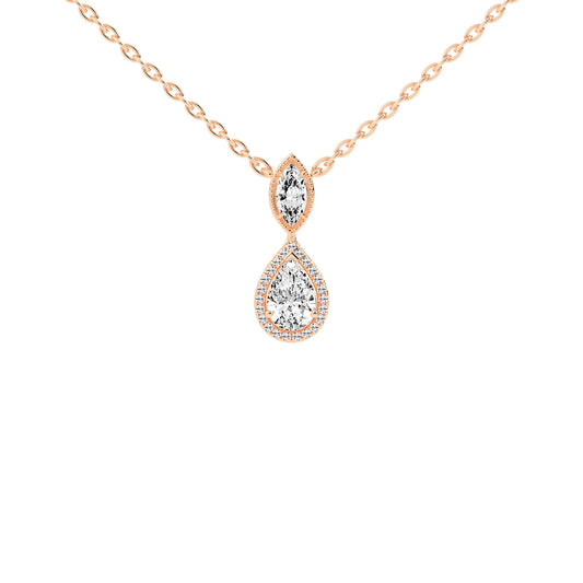Novae Tear Drop Pear Cut Halo Lab Diamond Pendant