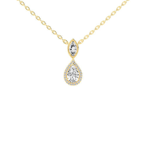 Novae Tear Drop Pear Cut Halo Lab Diamond Pendant
