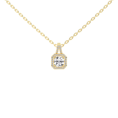 Irisia Stone Studded Round Cut Halo Lab Diamond Pendant
