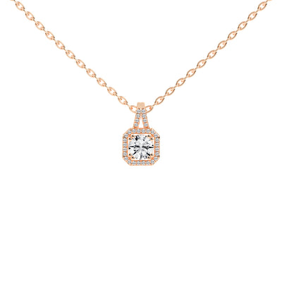 Irisia Stone Studded Round Cut Halo Lab Diamond Pendant
