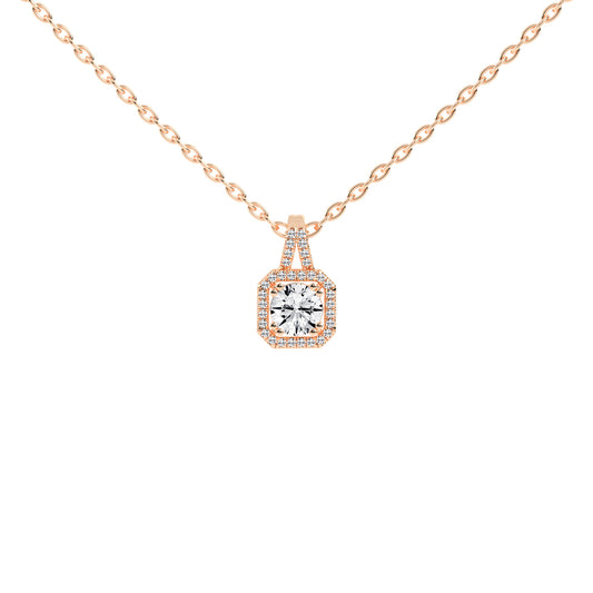 Irisia Stone Studded Round Cut Halo Lab Diamond Pendant