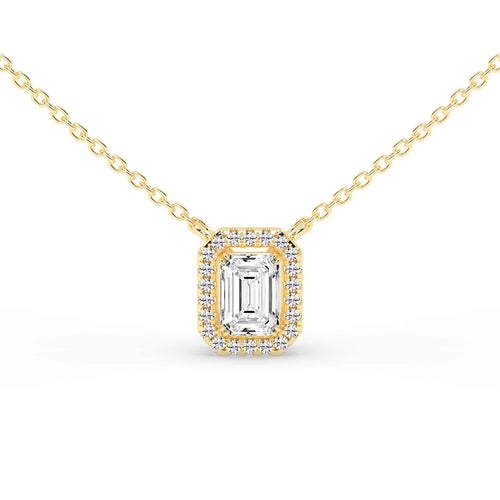 Lunara Emerald Cut Halo Lab Diamond Pendant