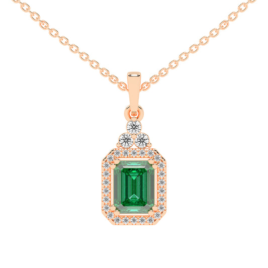 Odessa Classic Emerald Cut Halo Lab Diamond Pendant