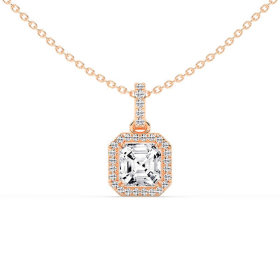 Jasmin Asscher Cut Halo Lab Diamond Pendant